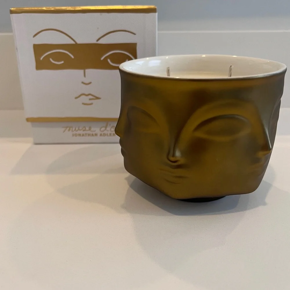 Jonathan Adler Gold Muse Face Candle